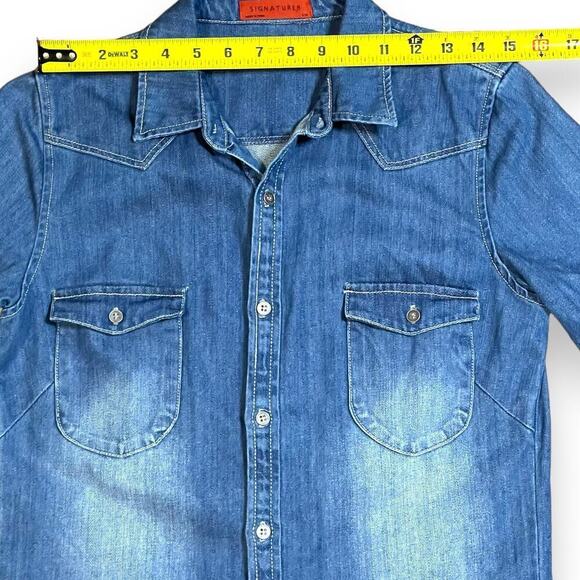 Signature8 Distressed Blue Jean Denim Coveralls Jumper Size S/M - Picture 6 of 16